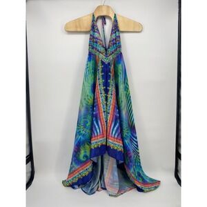 India Boutique High-Low Maxi Dress OS Multicolor Boho Rhinestone TieDye
